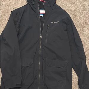 Columbia Black Raincoat High Collar Full Zip